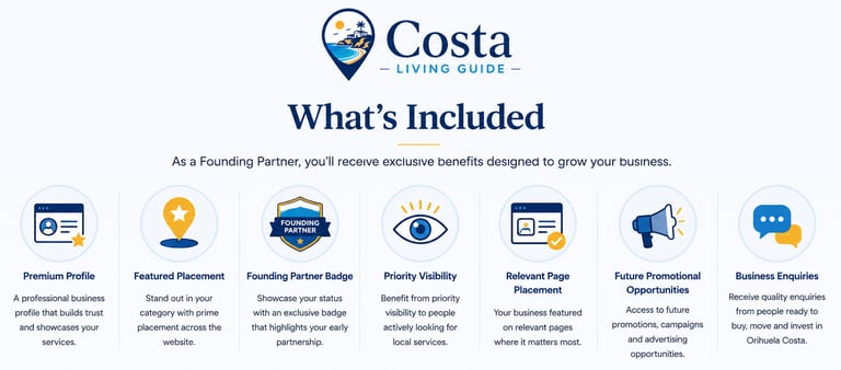 What's included for business networking in Costa Blanca