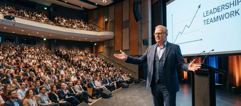 a man in a suit and tie is giving a presentation
