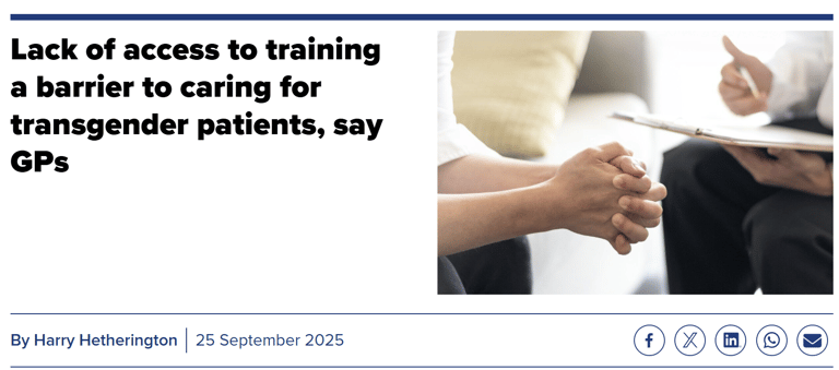Lack of access to training a barrier to caring for transgender patients, say GPs