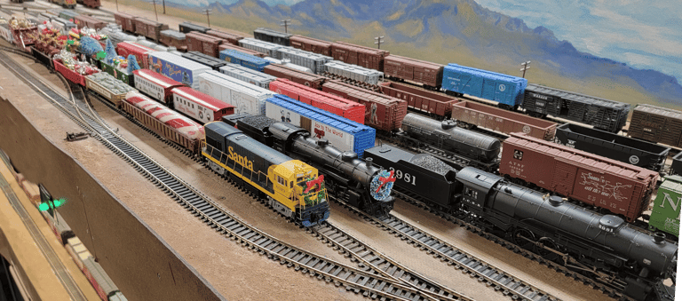 Christmas trains sitting Picacho Yard in Arizona