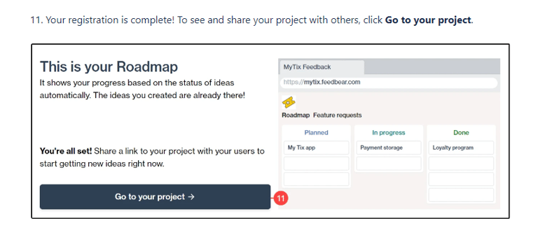 Image of user guide writing sample: Your Registration Is Complete page.
