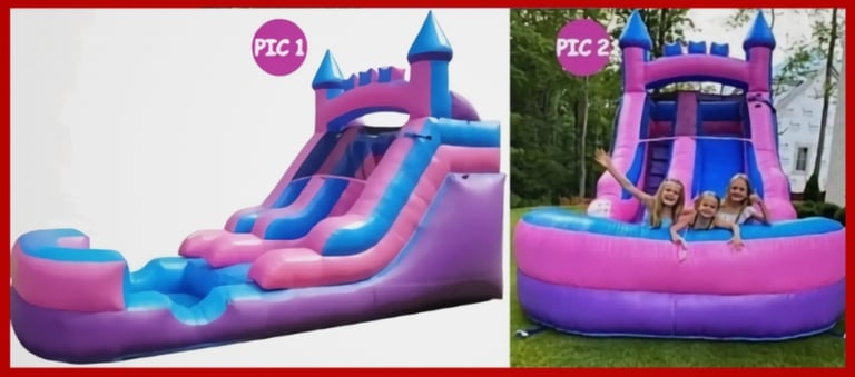 PINK & PURPLE SINGLE SLIDE DRY OR WET WITH POOL. 27Lx14Wx15H. Bookings 832-216-8423