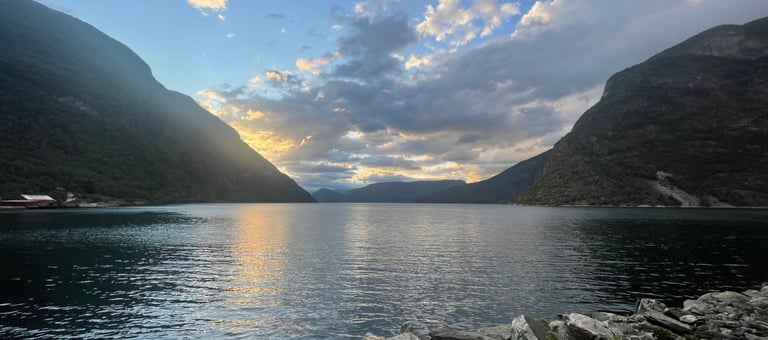 parked up at the side of Lærdalsfjorden for the night, Norway