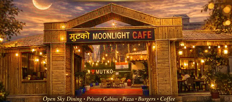 Mutko Moonlight Cafe – Best Cafe & Fast Food Restaurant in Dholpur, Open Sky Dining, Private Cabin Café, Pizza Burger Coffee