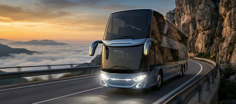 Jetbus 3 SDD driving down a mountain road