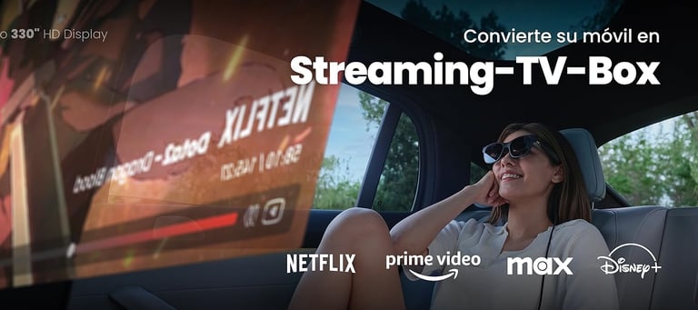 a woman sitting in a car watching tv