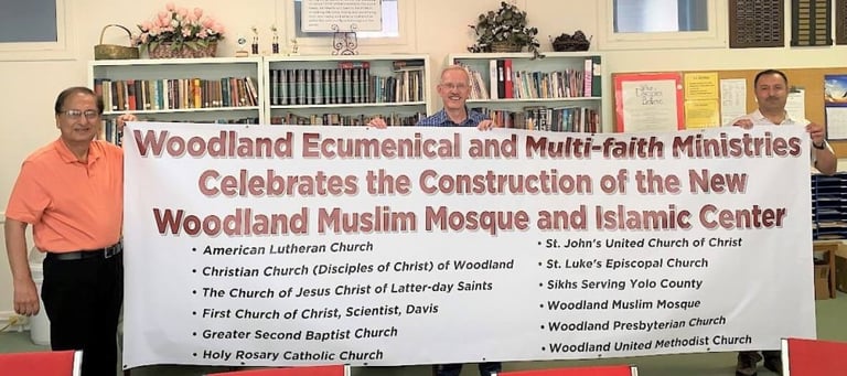 WEMM banner celebrating construction of new Muslim Mosque & Islamic Center