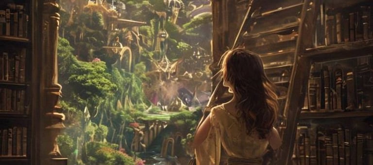 une femme découvre un univers de fantasy et toute sa cohérence.