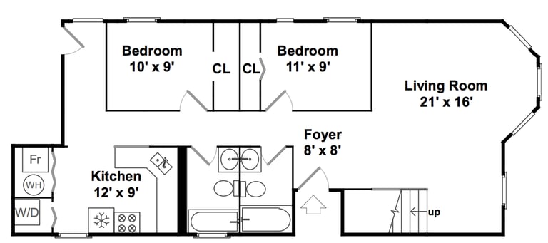 Duplex four bedroom three bath unit in 2315 North Leavitt apartments in Bucktown.
