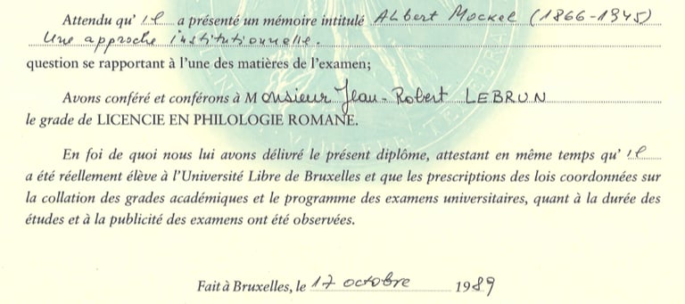 Photo of the Master's degree in French linguistics & literature of the Université Libre de Bruxelles