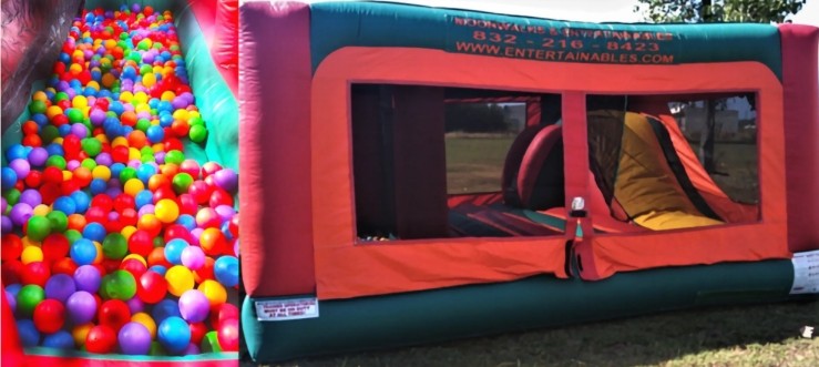 4in1 COMBO WITH SLIDE, JUMP AREA, CLIMB OBSTACLE AND LARGE BALL PIT WITH FREE BUBBLE MACHINE. Bookin