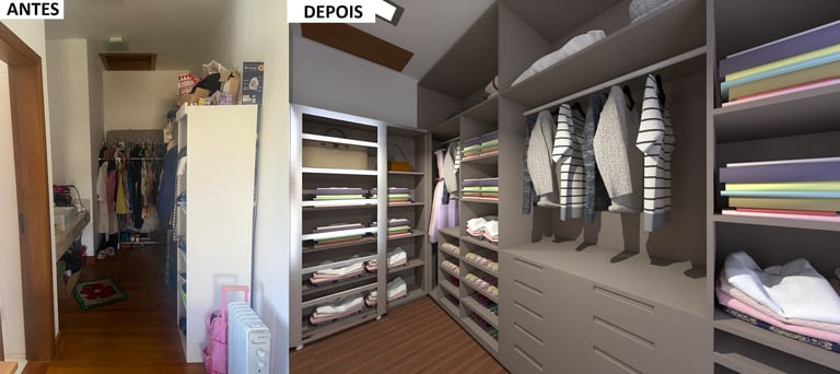Antes e depois - closet