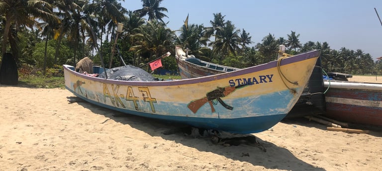 fishing boats at Marari Beach, Kerala, India
