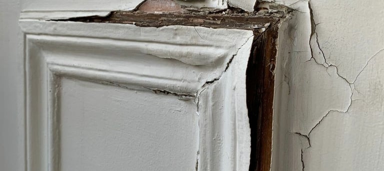 peinture écaillé sur cimaise bois