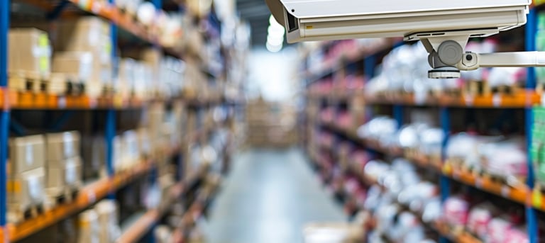 Seguridad y protección de mercancías con cámaras de vigilancia dentro de almacenes