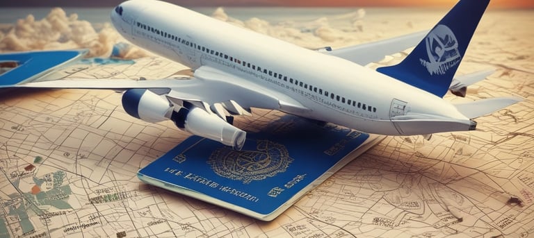 A neon sign with both English and Chinese characters illuminates against a dark background. The sign advertises a travel agency with services such as visa, tour, and ticket assistance. The surrounding area is dimly lit, with faint reflections visible.