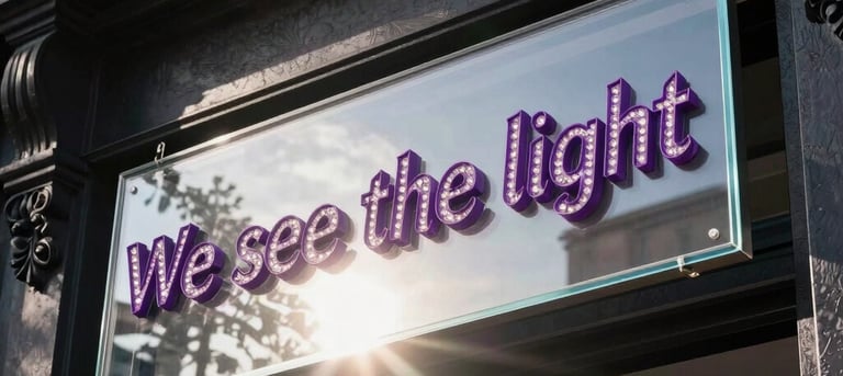 Red neon sign saying "i saw the light"