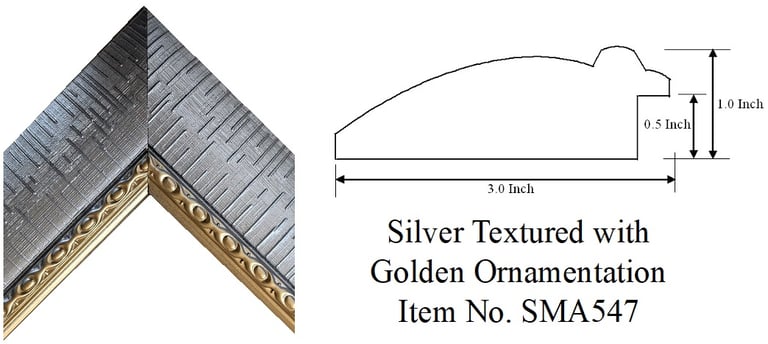 Silver Textured with Golden Ornamentation Picture Frame