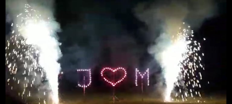 Hochzeitsfeuerwerk Saarland Herz Initialen Vulkane