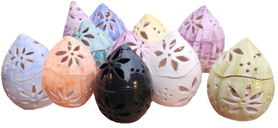 photophore oeufs 20 cm engobés et émaillés à la main