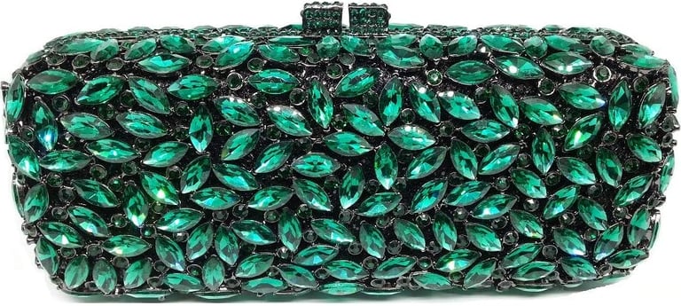 Green Crystal Clutch Box Purse