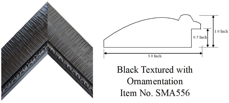 Black Textured with Ornamentation Picture Frame