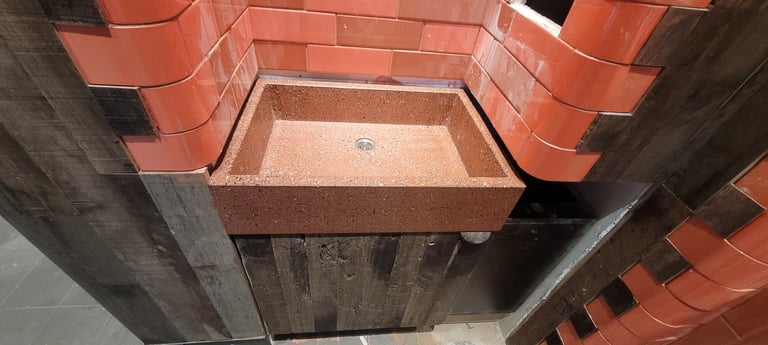 Polished concrete  sink red