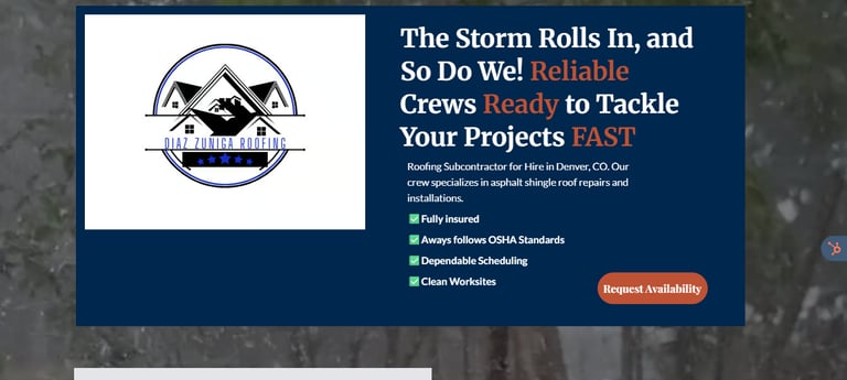 roofing website homepage SEO webpage