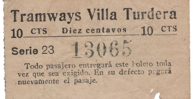 Boleto del Tranvía de Turdera