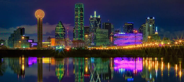 skyline of downtown Dallas, TX