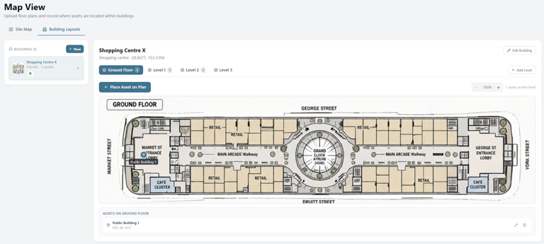 assets viewed on building layouts