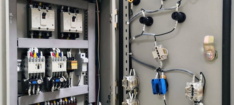 a large electrical paneled in a box with wires and wires curso automatizacion PLC placas eprende