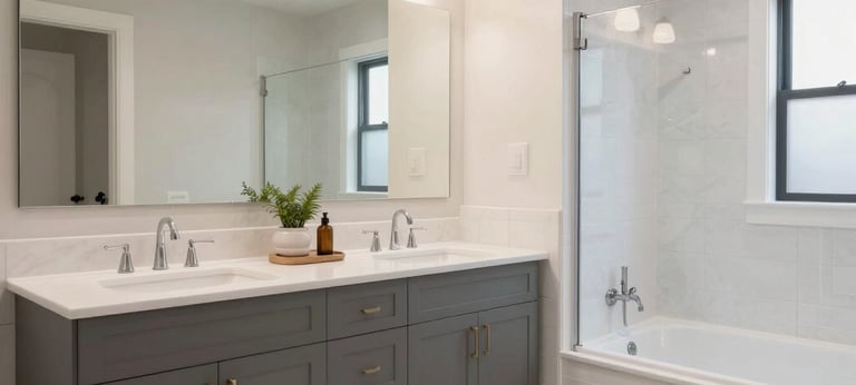 Bright, modern kitchen with custom cabinetry and elegant countertops bathed in natural light.