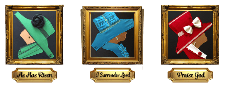 3D fabric collage of biblical women in worship