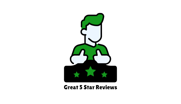 animation of guy giving a thumbs up and reviews