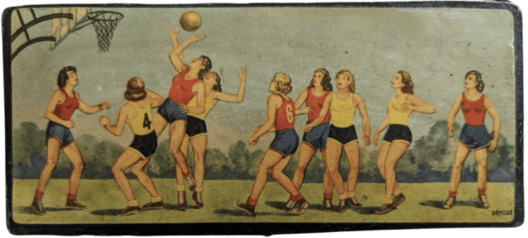 Art box of women playing basketball from France for pencils