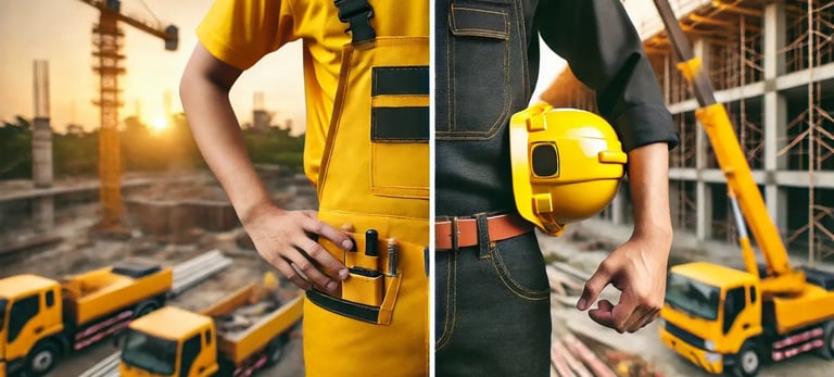 Trabajador wili construmet en obra de construcción con herramientas y casco de seguridad