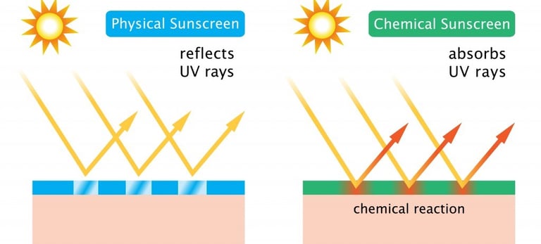 Physical vs Chemical Sunscreen: How mineral sunscreen reflects UV rays vs chemical sunscreen absorbs