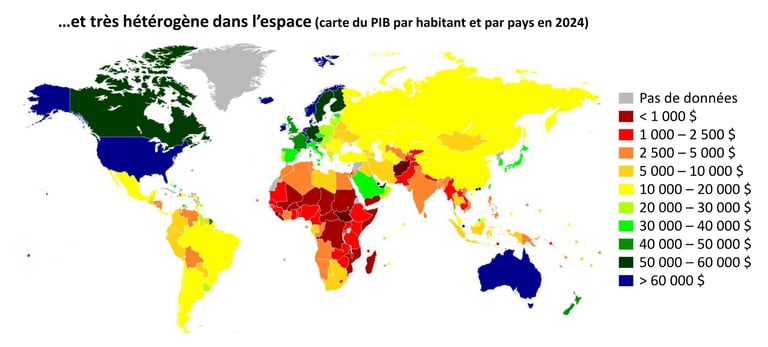 Définition de la croissance économique en image, avec la carte du PIB par habitant et par pays