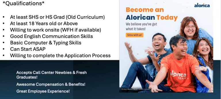 Alorica Sta, Mesa Manila BPO Call Center Jobs Hiring Opening WFH Tagalog Dayshift Non-Voice