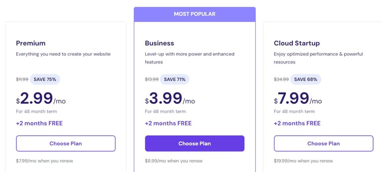 Hostinger Price Plans