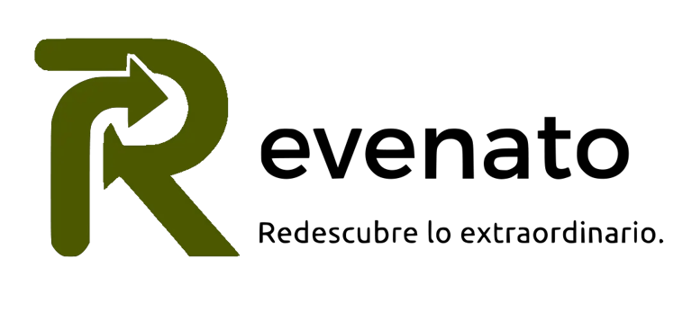 Logotipo verde de Revenato con R en forma de flecha y lema “Redescubre lo extraordinario”, símbolo de plataforma de venta de 