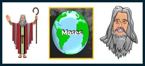 Three pictures of Moses designed by Debbie Dunn using PowerPoint & Paint