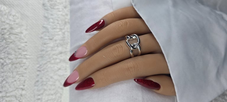 pose extension rouge pailleté finiton french