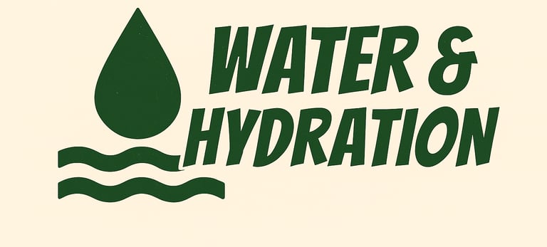 Water and Hydration header image showing water drop and waves, emphasizing safe drinking water and purification in the wild