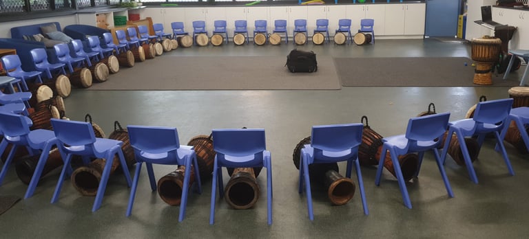 drumming classes with chairs arrangement
