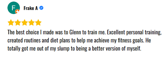 A google review for personal training in London England