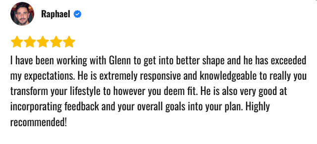 A google review for personal training in London England