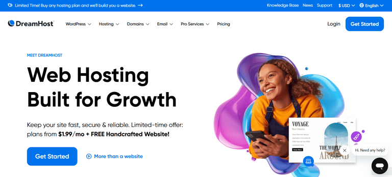 dreamhost web hosting software review