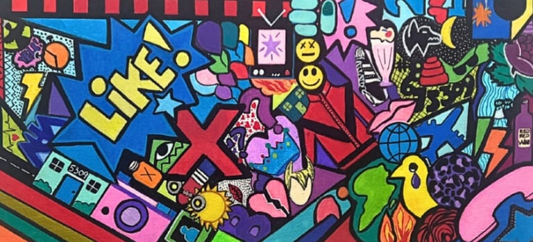 The decade series vibrant 80s Music Related abstract artwork by Frankie Cervantes | Art by Frankie